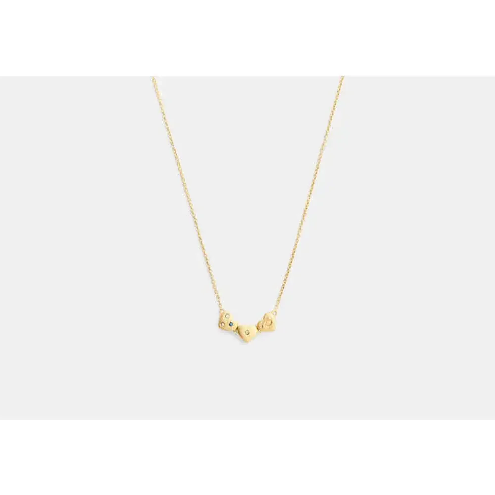 NWT Coach Gold Triple Heart Cluster Pendant Necklace - Picture 2 of 4